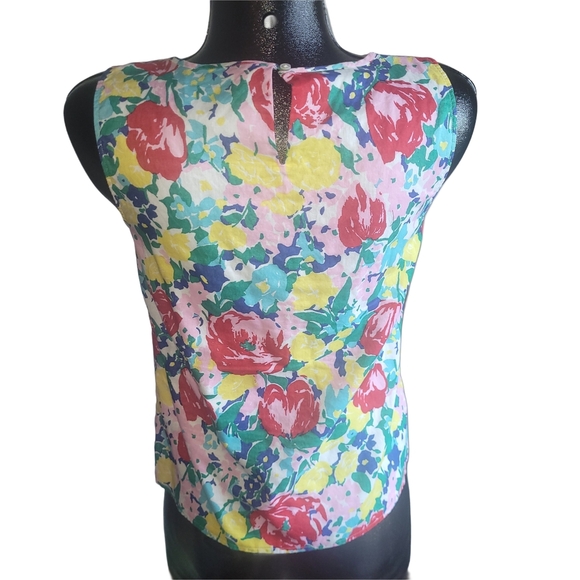 Talbots Petites Colorful Floral Sleeveless Top 6P - Picture 5 of 6